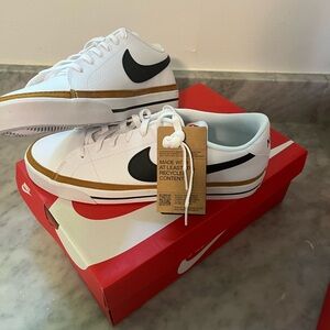 Nike Court Legacy Sneakers - White and Gold